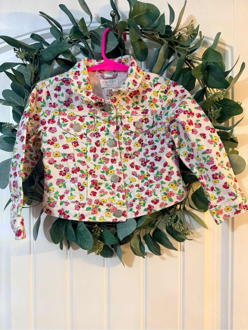 🌿4/$25 • TCP Girls White Floral Print Denim Jacket